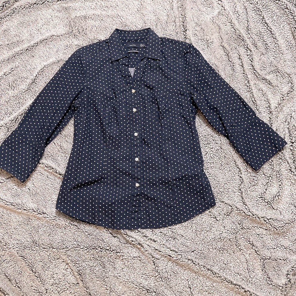 Nautica Navy Polka-dot Blouse - Picture 2 of 3